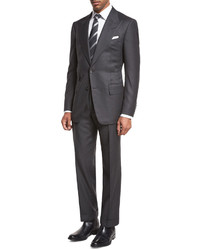 Tom Ford Windsor Base Birdseye Two Piece Suit Charcoal