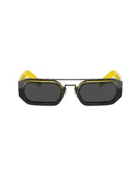 Prada 53mm Rectangular Sunglasses In Blackyellowdark Grey At Nordstrom