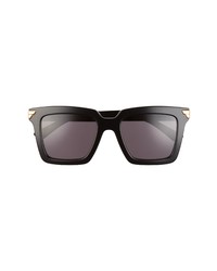 Bottega Veneta 53mm Square Sunglasses In Shiny Blackgrey At Nordstrom