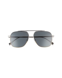 Fendi 55mm Aviator Sunglasses In Shiny Palladium Smoke At Nordstrom