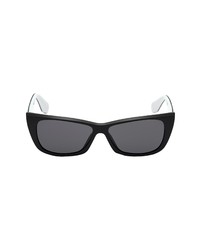 adidas 55mm Cat Eye Sunglasses In Shiny Black Smoke At Nordstrom