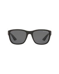 Prada Sport 55mm Polarized Rectangular Sunglasses In Blackpolarized Grey At Nordstrom