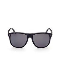 Tom Ford 56mm Polarized Square Sunglasses In Black At Nordstrom