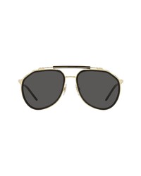 Dolce & Gabbana 57mm Aviator Sunglasses In Goldblackdark Grey At Nordstrom
