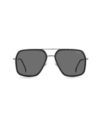 Carrera Eyewear 59mm Polarized Rectangle Sunglasses In Matte Black Gray At Nordstrom