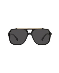 Dolce & Gabbana 60mm Aviator Sunglasses In Blackdark Grey At Nordstrom
