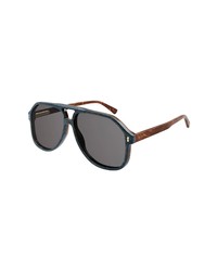 Gucci 60mm Aviator Sunglasses In Blue At Nordstrom