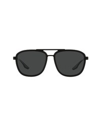 Prada 60mm Aviator Sunglasses In Matte Blackdark Grey At Nordstrom