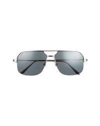 Cartier 60mm Oversize Aviator Sunglasses In Ruthenium At Nordstrom