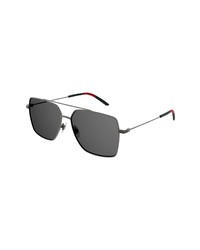 Gucci 61mm Square Aviator Sunglasses In Ruthenium At Nordstrom
