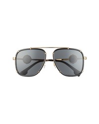 Versace 62mm Oversize Square Sunglasses In Blackdark Grey At Nordstrom