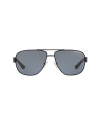 AX Armani Exchange 62mm Polarized Oversize Aviator Sunglasses In Matte Black At Nordstrom