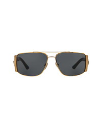 Versace 63mm Polarized Oversize Rectangular Sunglasses