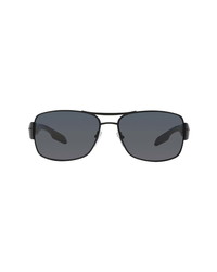 Prada 65mm Polarized Oversize Rectangle Sunglasses
