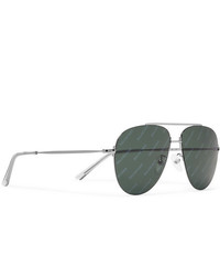 Balenciaga Aviator Style Logo Print Silver Tone Sunglasses