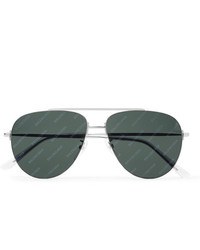 Balenciaga Aviator Style Logo Print Silver Tone Sunglasses