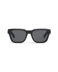 DIOR B23 53mm Rectangular Sunglasses In Shiny Black Smoke At Nordstrom