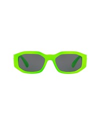 Versace Biggie 53mm Round Sunglasses In Green Fluorescentgrey Solid At Nordstrom