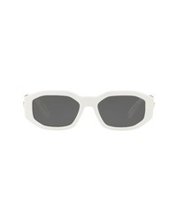 Versace Biggie 53mm Round Sunglasses In White Solid At Nordstrom