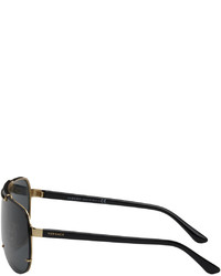 Versace Black Greek Key Pilot Sunglasses