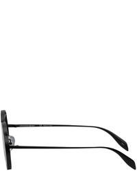 Alexander McQueen Black Piercing Round Sunglasses