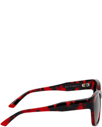 Balenciaga Black Red Square Sunglasses