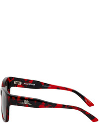 Balenciaga Black Red Square Sunglasses