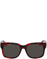 Balenciaga Black Red Square Sunglasses