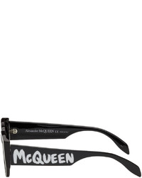 Alexander McQueen Black White Graffiti Round Sunglasses