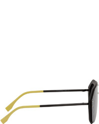 Fendi Black Yellow Fabulous Shield Sunglasses