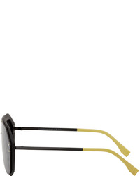 Fendi Black Yellow Fabulous Shield Sunglasses