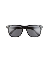 Tom Ford Gerard 56mm Square Sunglasses In Shiny Black Smoke Polarized At Nordstrom