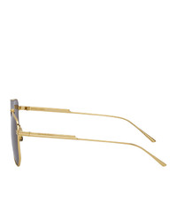 Bottega Veneta Gold And Grey Aviator Sunglasses