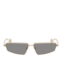 Gucci Gold And Grey Rectangular Sunglasses