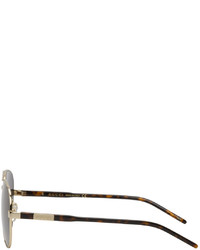 Gucci Gold Black Aviator Sunglasses