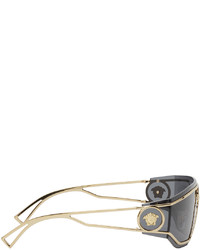 Versace Gold Grey Shield Medusa Sunglasses