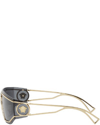 Versace Gold Grey Shield Medusa Sunglasses