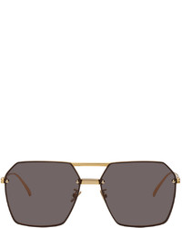Bottega Veneta Gold Metal Aviator Sunglasses
