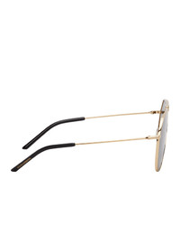 Dolce and Gabbana Gold Slim Aviator Sunglasses