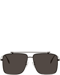 Alexander McQueen Gunmetal Leather Top Piercing Sunglasses