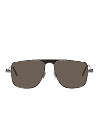 Alexander McQueen Gunmetal Rectangular Sunglasses