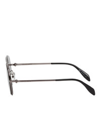 Alexander McQueen Gunmetal Skull Aviator Sunglasses