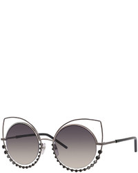 Marc Jacobs Metal Rim Gradient Cat Eye Sunglasses W Rhinestones Pewter