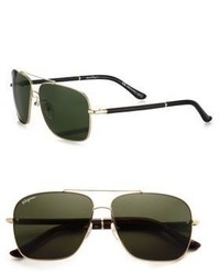 Salvatore Ferragamo Navigator Metal Leather Sunglasses