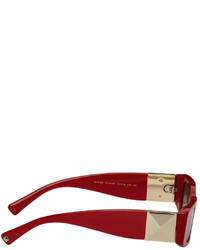 Valentino Garavani Red Rectangular Roman Stud Sunglasses