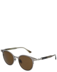 Gucci Round Titanium Sunglasses Wengraved Details Gray