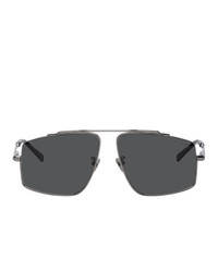 Brioni Silver And Black Square Sunglasses