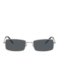 Saint Laurent Silver Narrow Rectangular Sunglasses