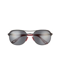 Ray-Ban X Ferrari 58mm Rectangular Sunglasses In Matte Blackdark Grey At Nordstrom