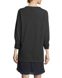 Brunello Cucinelli Cashmere Chiffon Trim Sweaterdress Dark Gray